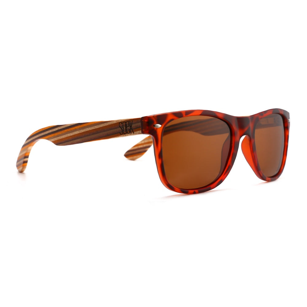 AVOCA  Brown Lenses l Mustard Striped Wooden Bamboo Arm - Soek Fashion Eyewear Australia