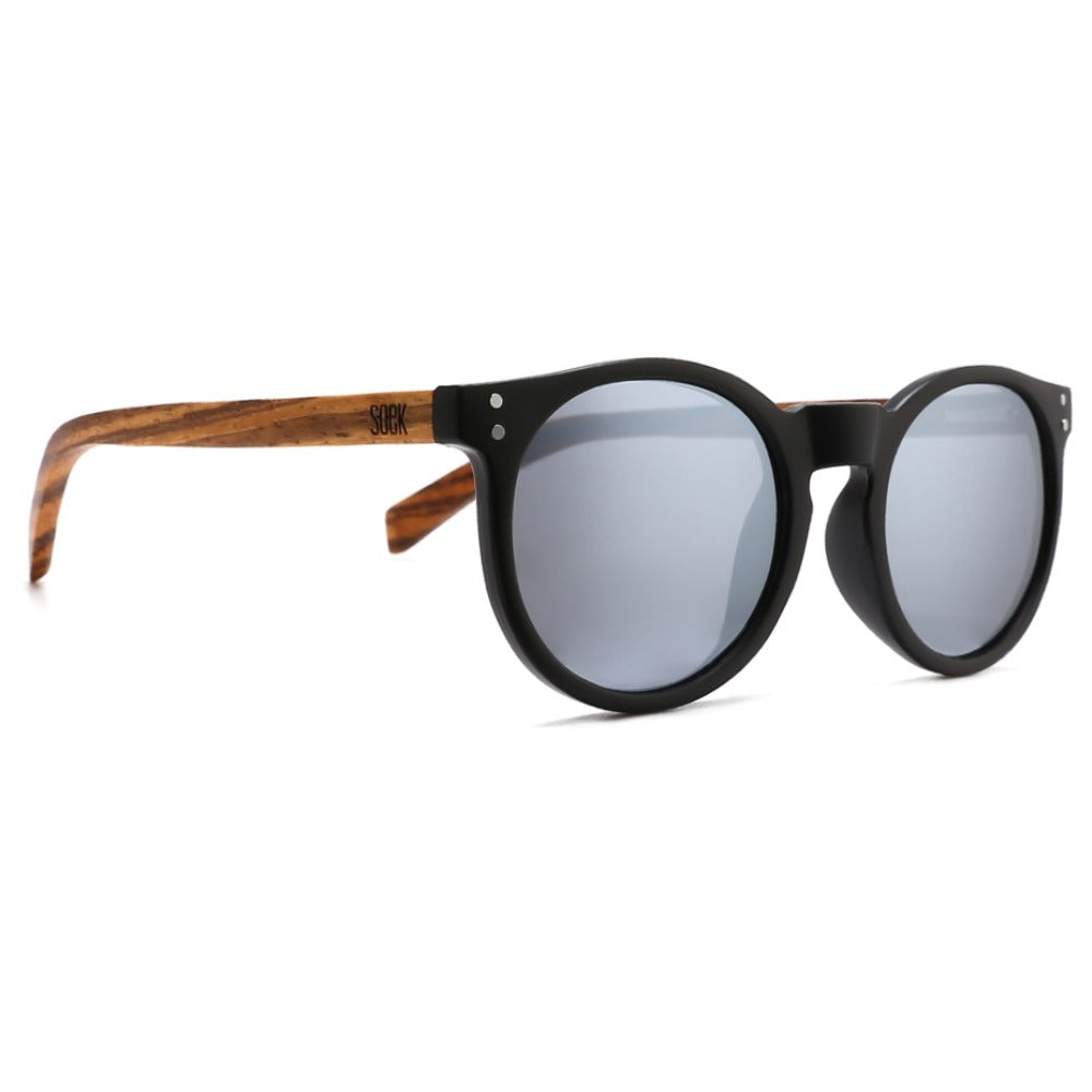 SORRENTO Silver Reflective Lens l Walnut Wooden Arms - Soek Fashion Eyewear Australia