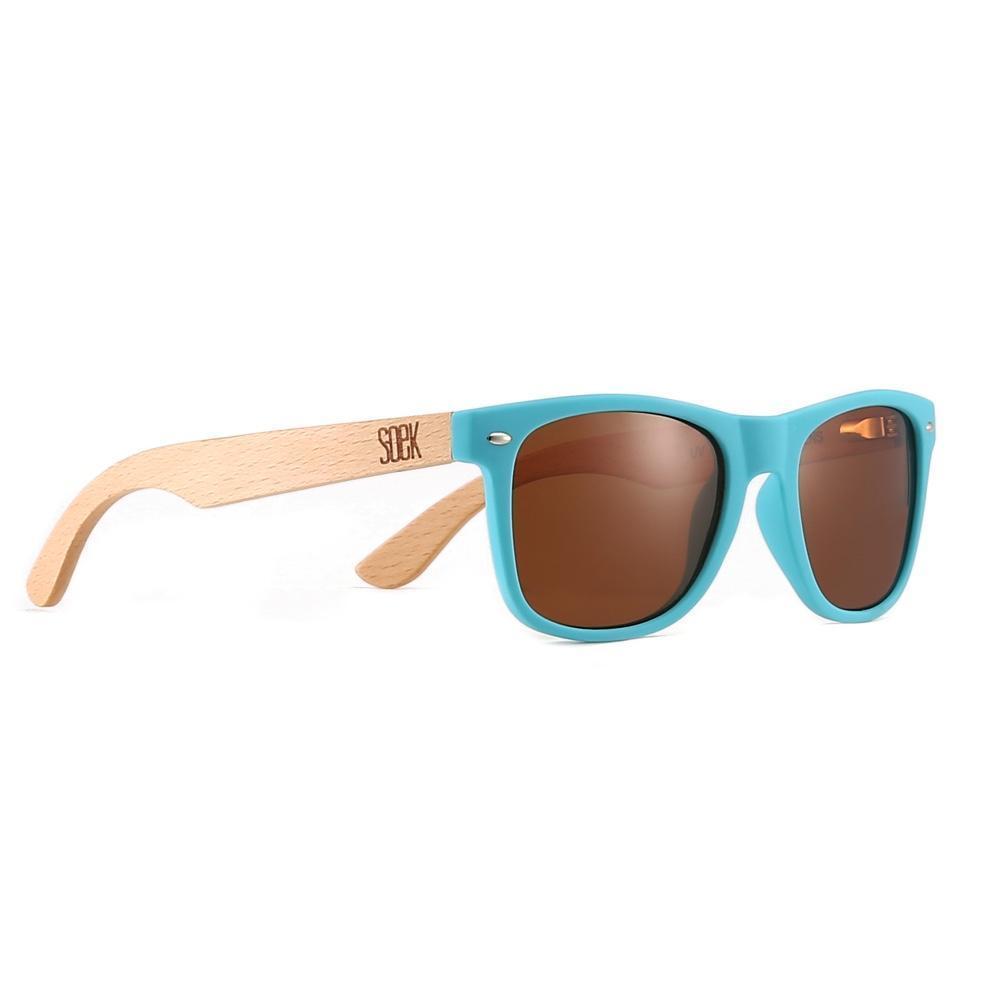 Buy Online Fashion Sustainable MINDIL - Light Blue Sustainable Beach Wood Polarized Sunglasses - Adult with Exceptional Comfort - Soek