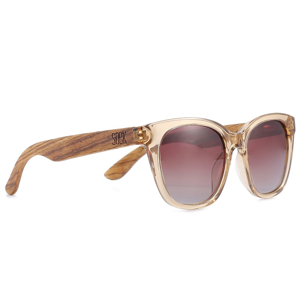 LILA GRACE CHAMPAGNE l Brown Gradient Lens l Walnut Arms - Soek Fashion Eyewear Australia