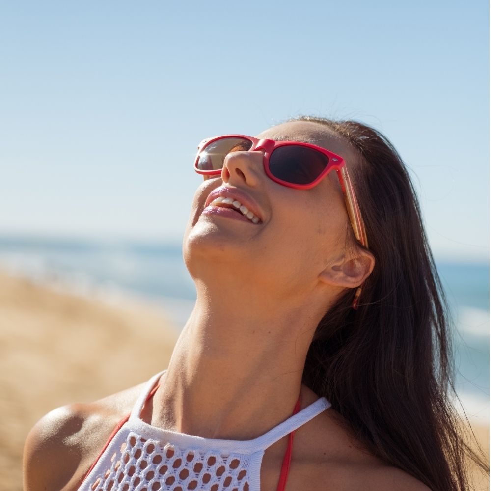 COTTESLOE Brown Polarised Lens l  Red Striped Bamboo Arms - Soek Fashion Eyewear Australia