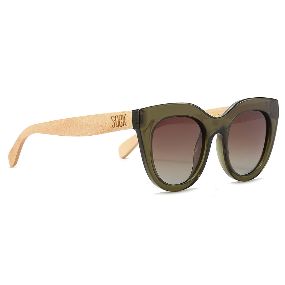 MILLA KHAKI Khaki Gradient Lens l White Maple Arms - Soek Fashion Eyewear Australia