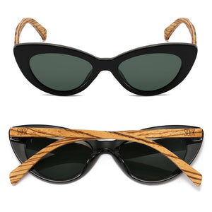 SAVANNAH MIDNIGHT Black Gradient Lens l Walnut Arms - Soek Fashion Eyewear New Zealand