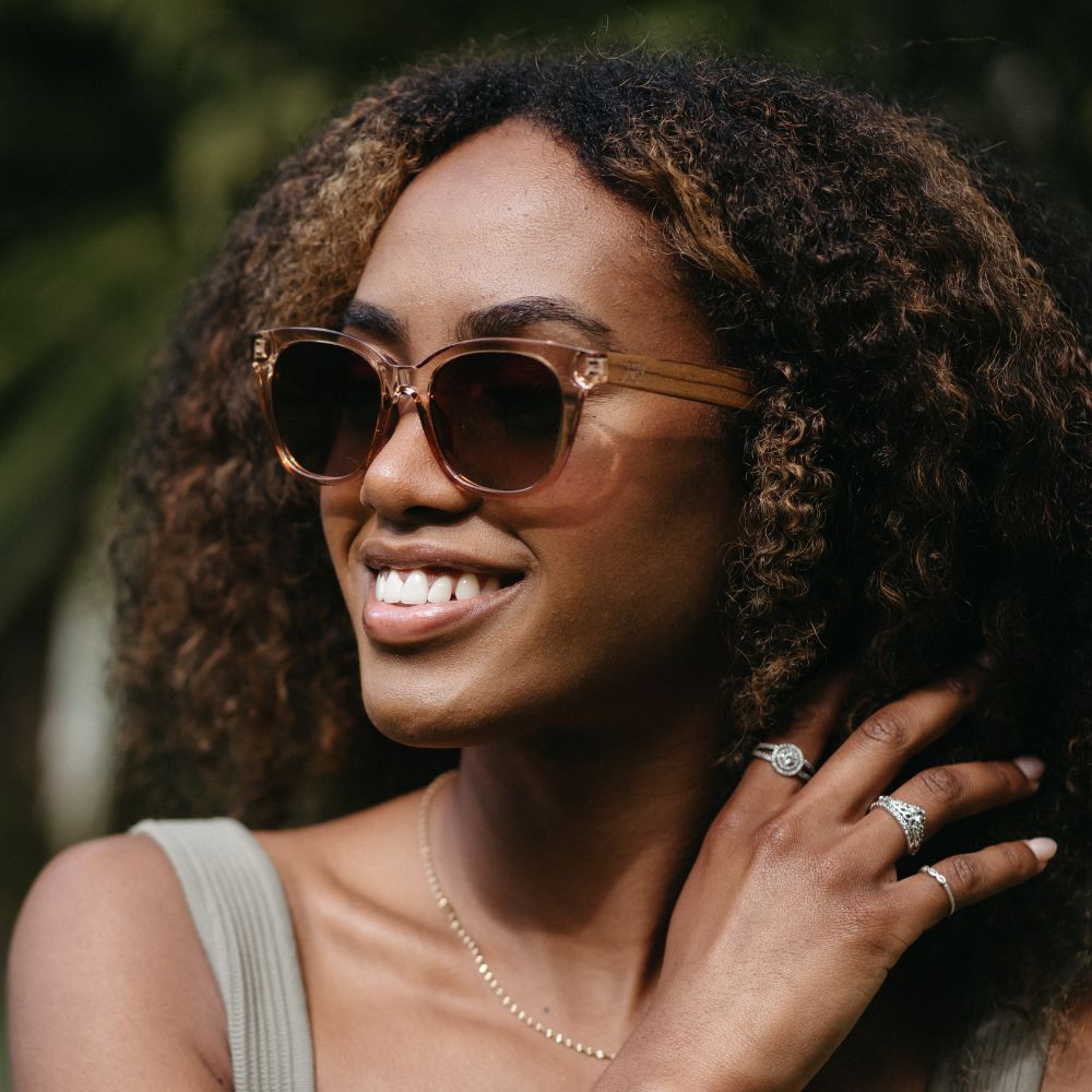 LILA GRACE CHAMPAGNE l Brown Gradient Lens l Walnut Arms - Soek Fashion Eyewear Australia