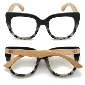 Buy Online Fashion Sustainable RIVIERA BLACK/IVORY - Wooden Magnifying Blue Light Blocking Readers - Available in strengths +1.5 / +2 / +2.5 with Exceptional Comfort - Soek New Zealand