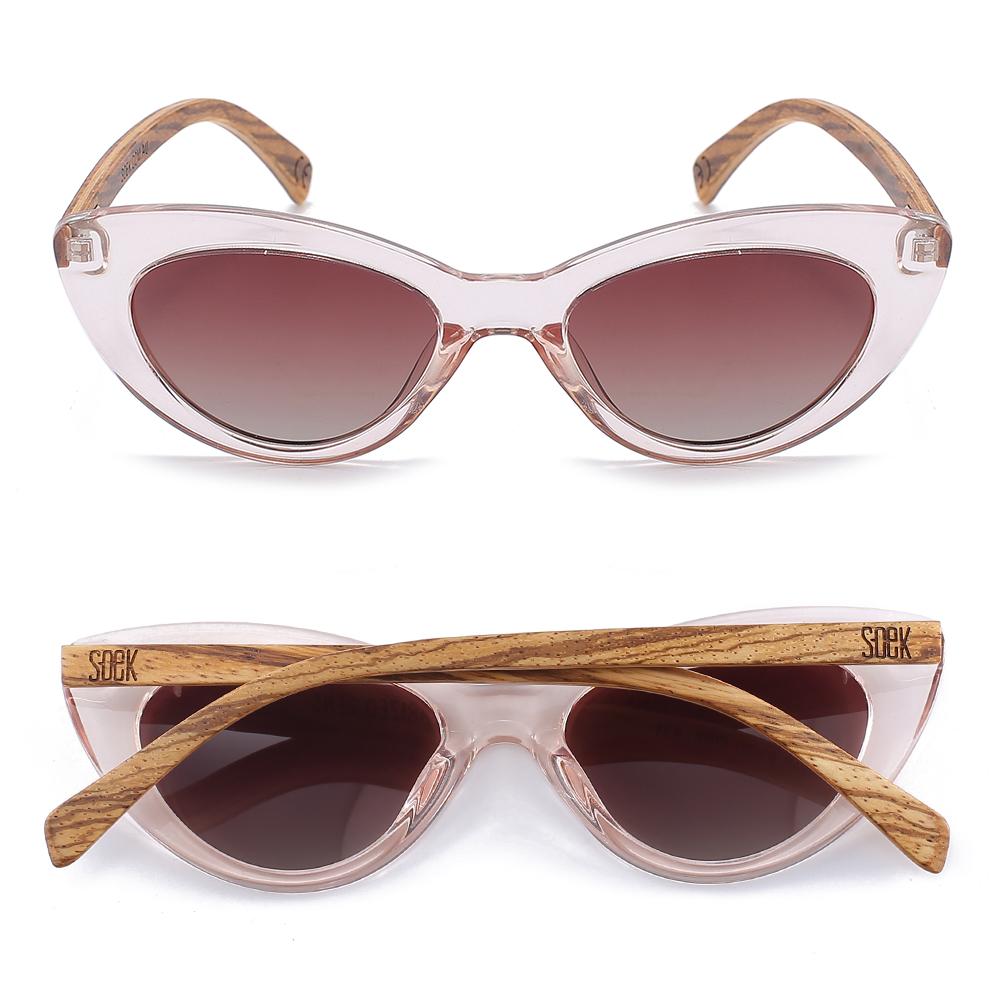 SAVANNAH BLUSH PINK Clear Pink l Walnut Wood Arms - Soek Fashion Eyewear New Zealand