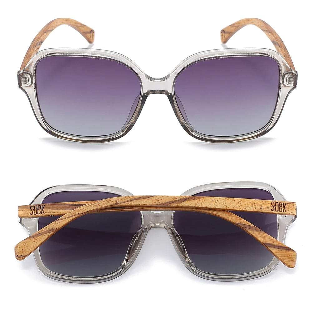 SCARLETT GREY MIST Grey Lens l Walnut Wood Arms - Soek Fashion Eyewear New Zealand