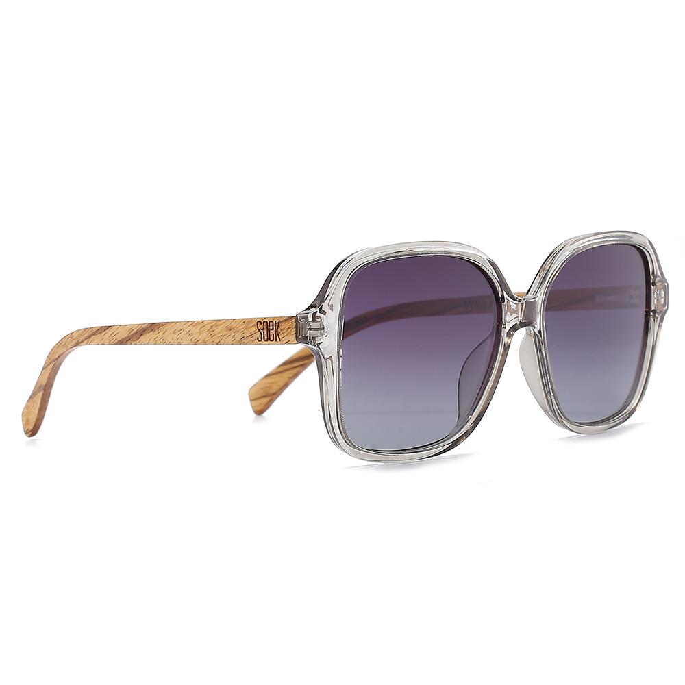 SCARLETT GREY MIST Grey Lens l Walnut Wood Arms - Soek Fashion Eyewear New Zealand