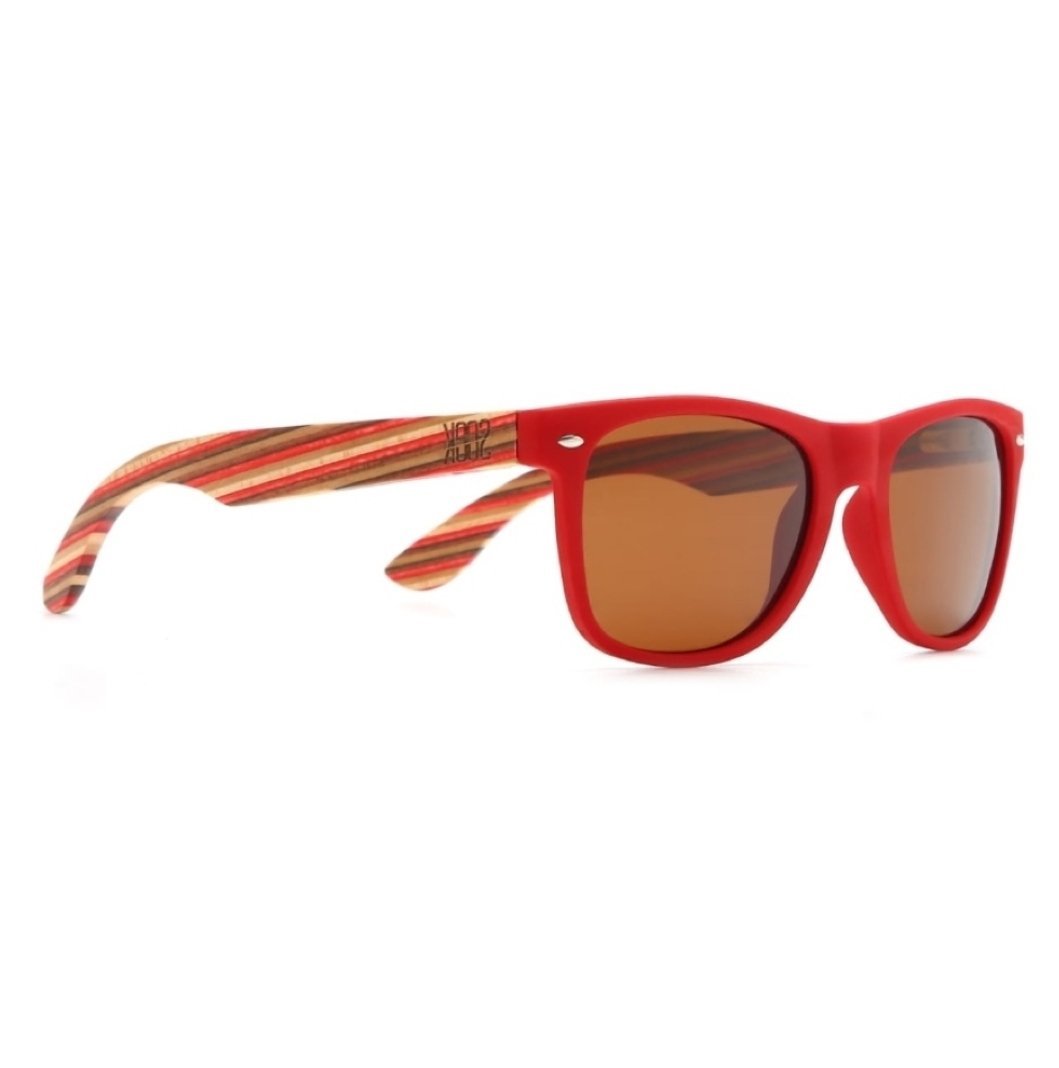 COTTESLOE Brown Polarised Lens l  Red Striped Bamboo Arms - Soek Fashion Eyewear Australia