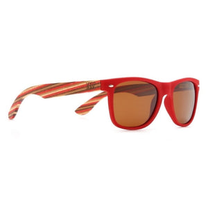 COTTESLOE Brown Polarised Lens l  Red Striped Bamboo Arms - Soek Fashion Eyewear Australia
