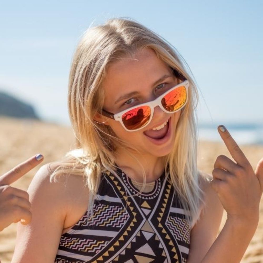 LITTLE BELLS l Kids Bamboo Sunglasses l Red Polarised Lens - Soek Fashion Eyewear Australia